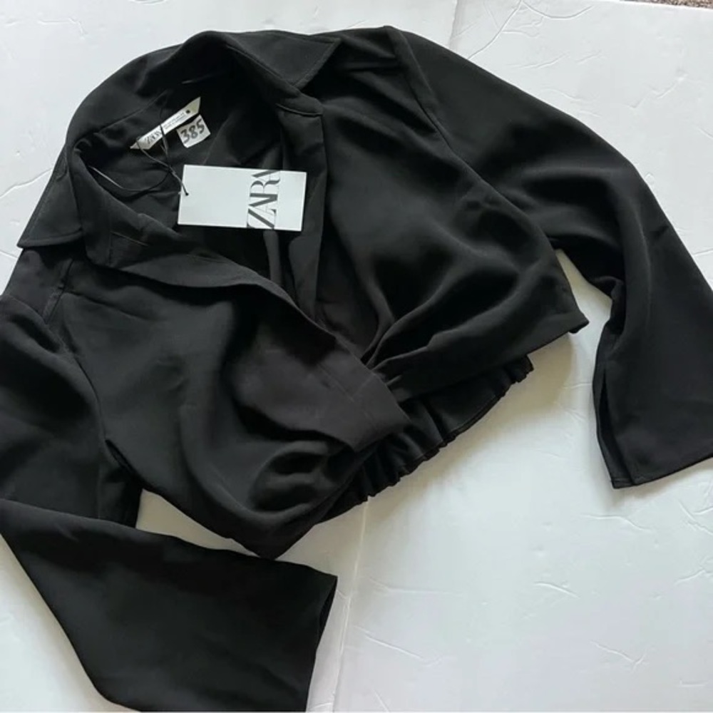 Zara Elegant Black Satin Top